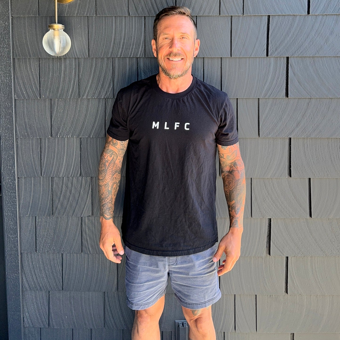 BLACK Fine Jersey Crewneck T-Shirt with minimal MLFC logo